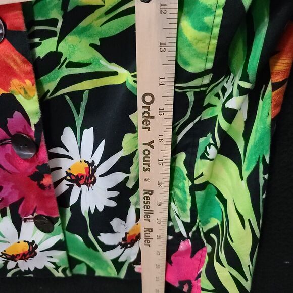 Chico s Womens Blazer Multi-Color Size 2 Cotton Blend Button Up Floral Design - Picture 4 of 12